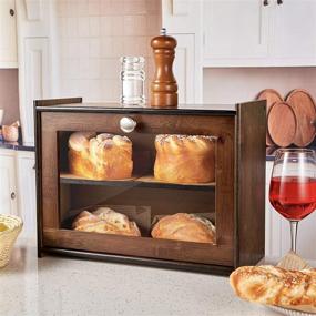 img 3 attached to 🍞 COMELLOW Bamboo Bread Box with Adjustable Layers and Acrylic Glass Window - Kitchen Countertop Bread Storage Bin (Self-Assembly)