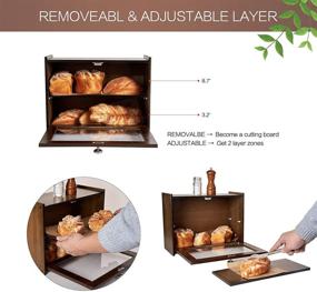 img 1 attached to 🍞 COMELLOW Bamboo Bread Box with Adjustable Layers and Acrylic Glass Window - Kitchen Countertop Bread Storage Bin (Self-Assembly)