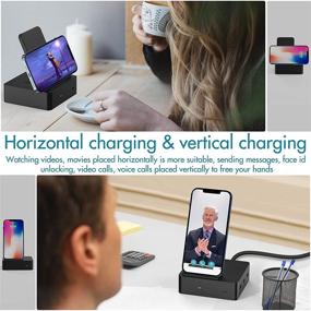 img 2 attached to 🔌 Multi-Device Wireless Charging Station: 4 USB Ports, 2 Wireless Chargers - Compatible with Apple & Android - Includes 40W Power Supply