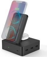 🔌 multi-device wireless charging station: 4 usb ports, 2 wireless chargers - compatible with apple & android - includes 40w power supply logo