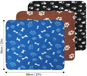 img 2 attached to Pet Paw Print Carpet - Dog and Cat Mat Nest - Ideal for Cats or Small Animals - 3-Piece Set (Blue, Black, Coffee) - Enhanced SEO