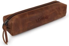 img 4 attached to Londo Genuine Leather Zipper Pen Organization, Storage & Transport