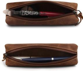 img 2 attached to Londo Genuine Leather Zipper Pen Organization, Storage & Transport