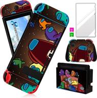 cute kawaii cartoon character design skin for nintendo switch - fun funny fashion cool game skins for girls, boys, and kids with tempered glass film (sofa edition) logo