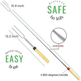 img 3 attached to 🔥 8Pcs Wooden Handle Extendable Marshmallow Roasting Sticks - Telescoping Forks for Smores, Campfire, Firepit, Sausage BBQ - 32 Inch Set