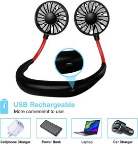 img 1 attached to 🌀 ZILINK Portable Neck Fan: Rechargeable USB Personal Fan with 3 Speeds, Strong Wind, 360°Adjustable, Hands Free Fan for Home Office Outdoor Travel