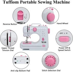 img 3 attached to 🧵 TUFFIOM Mini Portable Electric Household Sewing Machine with 12 Built-in Stitches, 2 Speeds for Beginners - Includes Foot Pedal & Built-in LED Light