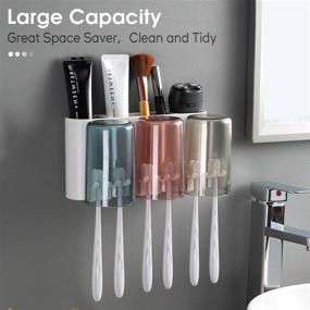 img 3 attached to Wall Mounted Toothbrush Holder with 🦷 3 Cup Electric Toothbrush Holders for Bathrooms