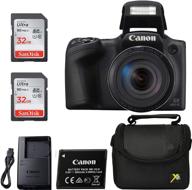 📷 фотоаппарат canon powershot sx420 point & shoot черный с 2 картами памяти sandisk ulrta 32gb class 10 и премиальным футляром для фотоаппарата - классический комплект логотип