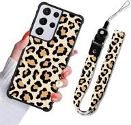 stylish samsung galaxy s21 5g case | leopard cheetah print design | full protection with lanyard strap | for women and girls logo