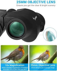 img 3 attached to 🔭 Sportneer 10x25 Compact Binoculars: Waterproof, Foldable Soft Eyepiece, Ideal for Kids & Adults, Hiking, Bird Watching, Concerts and Outdoor Sports