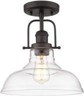 💡 femila semi flush mount ceiling light: farmhouse close to ceiling lighting fixture in oil rubbed bronze finish with clear glass pendant lamp shade (4fy09-f orb) logo