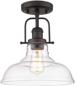 img 3 attached to 💡 FEMILA Semi Flush Mount Ceiling Light: Farmhouse Close to Ceiling Lighting Fixture in Oil Rubbed Bronze Finish with Clear Glass Pendant Lamp Shade (4FY09-F ORB)