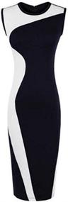 img 1 attached to Women's Black and White Geometric Print Pencil Dress - Goldensat