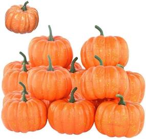 img 4 attached to Add Festive Flair with Lainrrew 12-Piece Mini Artificial Pumpkins for Halloween and Thanksgiving Home Decor