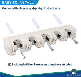 img 1 attached to 🧹 Premium 2 Pack Wall Mounted Storage Holder for Mops, Brooms, and Tools - Organize Your Garden, Garage with 5 Position 6 Hooks - Mounting Kit Included