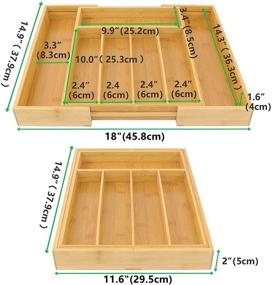 img 2 attached to 🎍 Bamboo Cutlery Organizer | Expandable Drawer Organizer for Kitchen | Wooden Utensil Holder | Multi-Compartment Drawer Storage | 5-7 Divisions