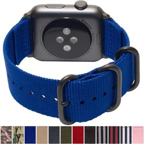 img 3 attached to Carterjett Совместимый со стропой Apple Watch 38 мм 40 мм Плетеный нейлоновый спортивный ремешок, синий АИР Форс, замена ремешка для iWatch, военное петлевое крепление для серии 6 5 4 3 2 1 (38 40 S/M/L синий)