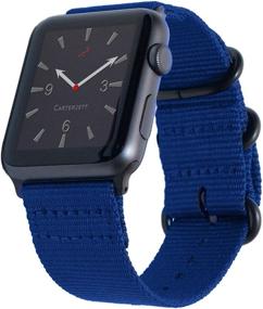 img 4 attached to Carterjett Совместимый со стропой Apple Watch 38 мм 40 мм Плетеный нейлоновый спортивный ремешок, синий АИР Форс, замена ремешка для iWatch, военное петлевое крепление для серии 6 5 4 3 2 1 (38 40 S/M/L синий)