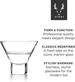 img 2 attached to 🍸 Lead-Free Crystal Martini Glasses Set of 2 - Viski Heavy Base, Stemless Cocktail Glass Gift Set, 7.5 oz, Premium Crystal Clear Glass