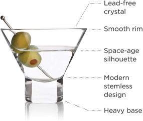 img 3 attached to 🍸 Lead-Free Crystal Martini Glasses Set of 2 - Viski Heavy Base, Stemless Cocktail Glass Gift Set, 7.5 oz, Premium Crystal Clear Glass