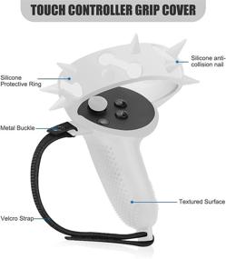 img 1 attached to Eyglo Face Silicone Cover +Controller Grip Cover for Oculus Quest 2: Anti Slip, Protective Covers, Adjustable Straps - White