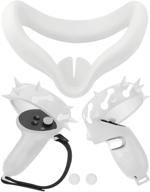 eyglo face silicone cover +controller grip cover for oculus quest 2: anti slip, protective covers, adjustable straps - white logo