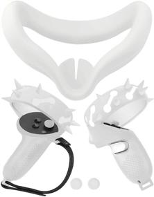img 4 attached to Eyglo Face Silicone Cover +Controller Grip Cover for Oculus Quest 2: Anti Slip, Protective Covers, Adjustable Straps - White