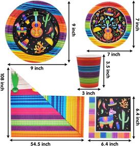 img 1 attached to 🎉 Набор товаров для вечеринки "Мексиканская Фиеста" - 82 шт., включая тарелки, стаканы, салфетки, скатерть и баннер для школьного танца, празднования "Cinco de Mayo" и вечеринок в стиле Фиеста.