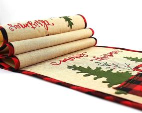 img 1 attached to 🚚 Enmolove Red Truck Christmas Table Runner - Embroidered Merry Christmas Decorations for Holiday Party Home Decoration (70.86''x13.78'')