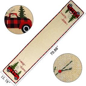 img 2 attached to 🚚 Enmolove Red Truck Christmas Table Runner - Embroidered Merry Christmas Decorations for Holiday Party Home Decoration (70.86''x13.78'')