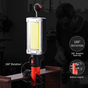 img 2 attached to 🔦 SHiLiPAi Rechargeable LED Work Lights - Magnetic Portable Drop Light 1200 Lumens | Cordless COB LED Work Light Battery Powered for Job Site Lighting, Emergency, and Repairing Workshop (Includes Battery)