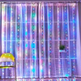 img 4 attached to 🎄 LoveNite Window Curtain String Lights: 300 LED Fairy Twinkle Lights for Indoor/Outdoor Decor – USB Copper Wire, 8 Modes, Colorful – Perfect for Christmas, Wedding, Bedroom, Garden, and Party!