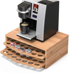 img 4 attached to 🤩 Organize and Store Your Keurig K-Cup Pods Efficiently with the WELL WENG 70 Capacity 2-tier Bamboo Coffee Pod Holder Storage Organizer with Drawer