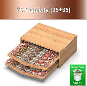 img 1 attached to 🤩 Organize and Store Your Keurig K-Cup Pods Efficiently with the WELL WENG 70 Capacity 2-tier Bamboo Coffee Pod Holder Storage Organizer with Drawer