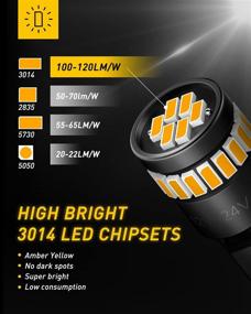 img 2 attached to 🚦 AUXITO 194 LED Light Bulb: Amber Yellow 168 2825 W5W T10 Wedge 24-SMD 3014 Chipsets - Car Dome Map License Plate Parking Sider Marker Lights (Pack of 10)