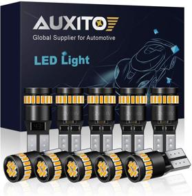 img 4 attached to 🚦 AUXITO 194 LED Light Bulb: Amber Yellow 168 2825 W5W T10 Wedge 24-SMD 3014 Chipsets - Car Dome Map License Plate Parking Sider Marker Lights (Pack of 10)