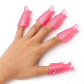 img 1 attached to 💅 HiMo 10PC Plastic Acrylic Nail Art Gel Polish Remover Wrap Tool - Soak Off Cap Clip, UV Polish Remover Wrap (Pink)