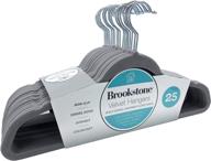 👕 brookstone bkh1125 velvet hangers/gray - 25 pack, non-slip, 360° swivel hook, space-saving design, lightweight & slim, strong & durable, won’t stain fabric logo