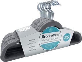 img 4 attached to 👕 Brookstone BKH1125 Velvet Hangers/Gray - 25 Pack, Non-Slip, 360° Swivel Hook, Space-Saving Design, Lightweight & Slim, Strong & Durable, Won’t Stain Fabric