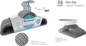 img 3 attached to 👕 Brookstone BKH1125 Velvet Hangers/Gray - 25 Pack, Non-Slip, 360° Swivel Hook, Space-Saving Design, Lightweight & Slim, Strong & Durable, Won’t Stain Fabric