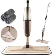 🧹 brown microfiber spray mop for floor cleaning - dry wet wood floor mop, washable pads, sprayer handle, kitchen floor mop for hardwood, laminate, ceramic tiles, dust removal logo