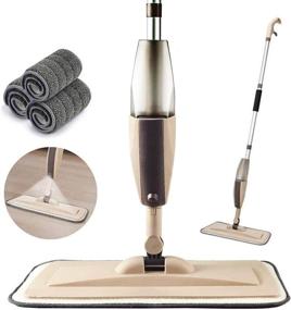 img 4 attached to 🧹 Brown Microfiber Spray Mop for Floor Cleaning - Dry Wet Wood Floor Mop, Washable Pads, Sprayer Handle, Kitchen Floor Mop for Hardwood, Laminate, Ceramic Tiles, Dust Removal