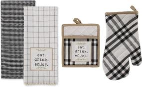 img 4 attached to DII Home Sweet Farmhouse Collection Kitchen Oven Mitt, Pot Holder, Dishtowel Set in Black (4 Count)