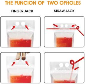 img 1 attached to 🥤 Clear Drink Bags with Individually Wrapped Straws - 50Pouches - Reusable Handheld Drink Pouches for Adults, Smoothie Bags, Juice Bags, Reclosable Double Zipper, Disposable Plastic Straws Included