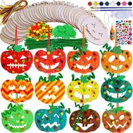 🎃 fall pumpkin decoration diy craft kit: 36 sets of paintable wooden ornaments for kids' halloween and thanksgiving décor logo