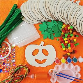 img 3 attached to 🎃 Fall Pumpkin Decoration DIY Craft Kit: 36 Sets of Paintable Wooden Ornaments for Kids' Halloween and Thanksgiving Décor