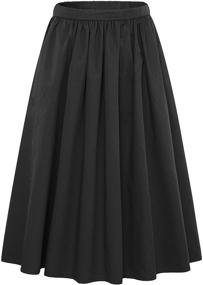 img 2 attached to 👗 Simple Elastic Flared Skirts with Pockets for Women's Clothing and Skirts