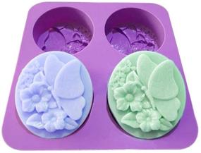 img 3 attached to Premium X-Haibei Flower Butterfly Oval Soap Mold for Cold Process Making - Supplies 3oz per Cell