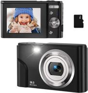 📸цифровая камера jet black: компактная мини-камера 36.0 мегапикселей, портативная видеокамера 1080p с 16-кратным цифровым зумом для детей, студентов и подростков. логотип